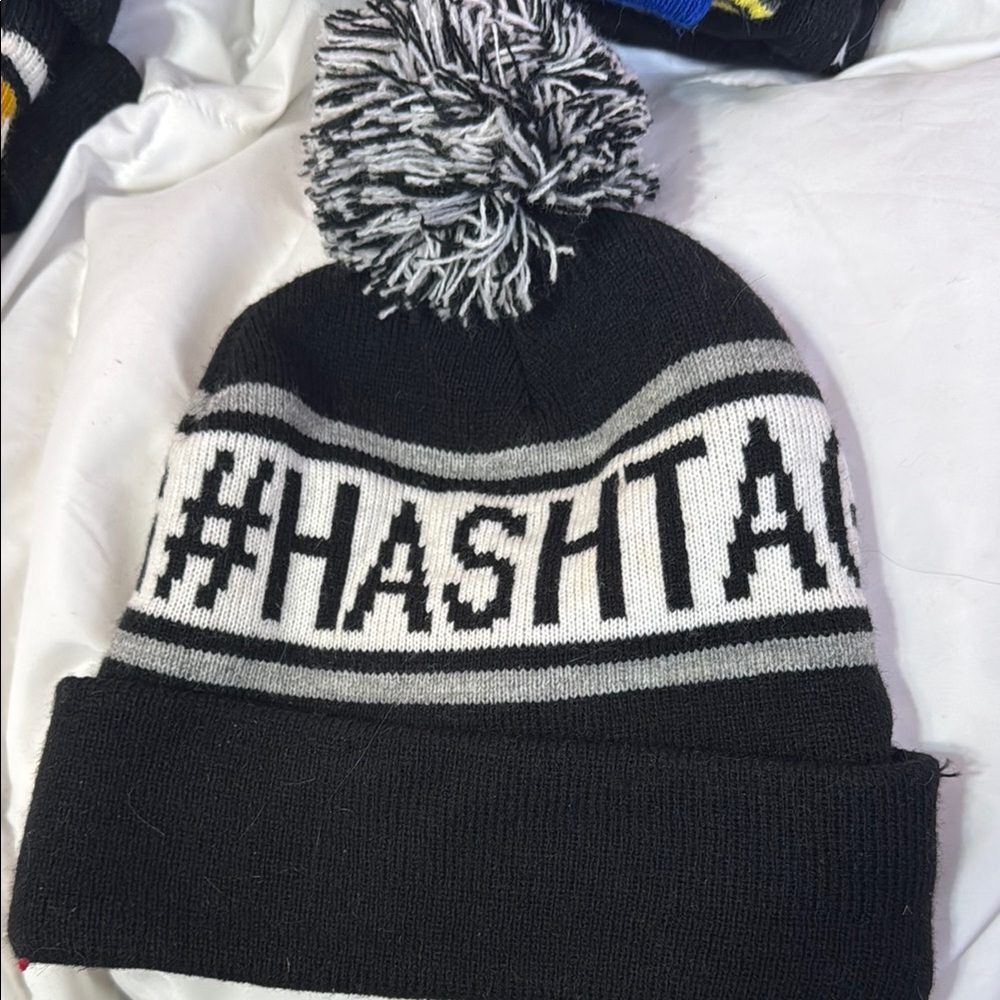 Black and White Hashtag Beanie